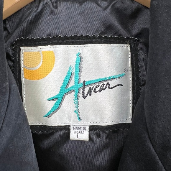 Vintage Women's Suede Leather Jacket Black Large Lined Cropped Western SMOKE 80s - Picture 2 of 11